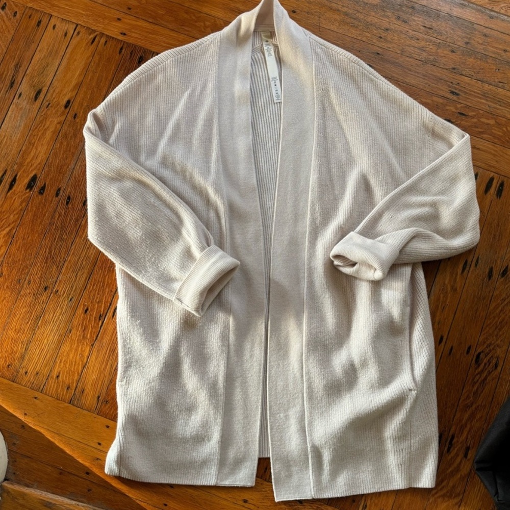 Lululemon Cream merino blend Open-Front Sweater size 6